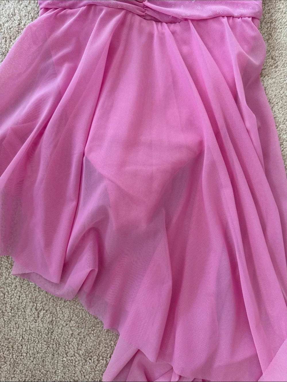 Weissman LC - large child - Pink Ruffled Chiffon Dance Dress with Sparkle